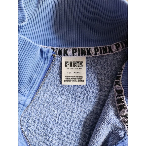 PINK Victoria’s Secret Purple Pullover Half Zip Jacket Sz Large - Picture 2 of 3